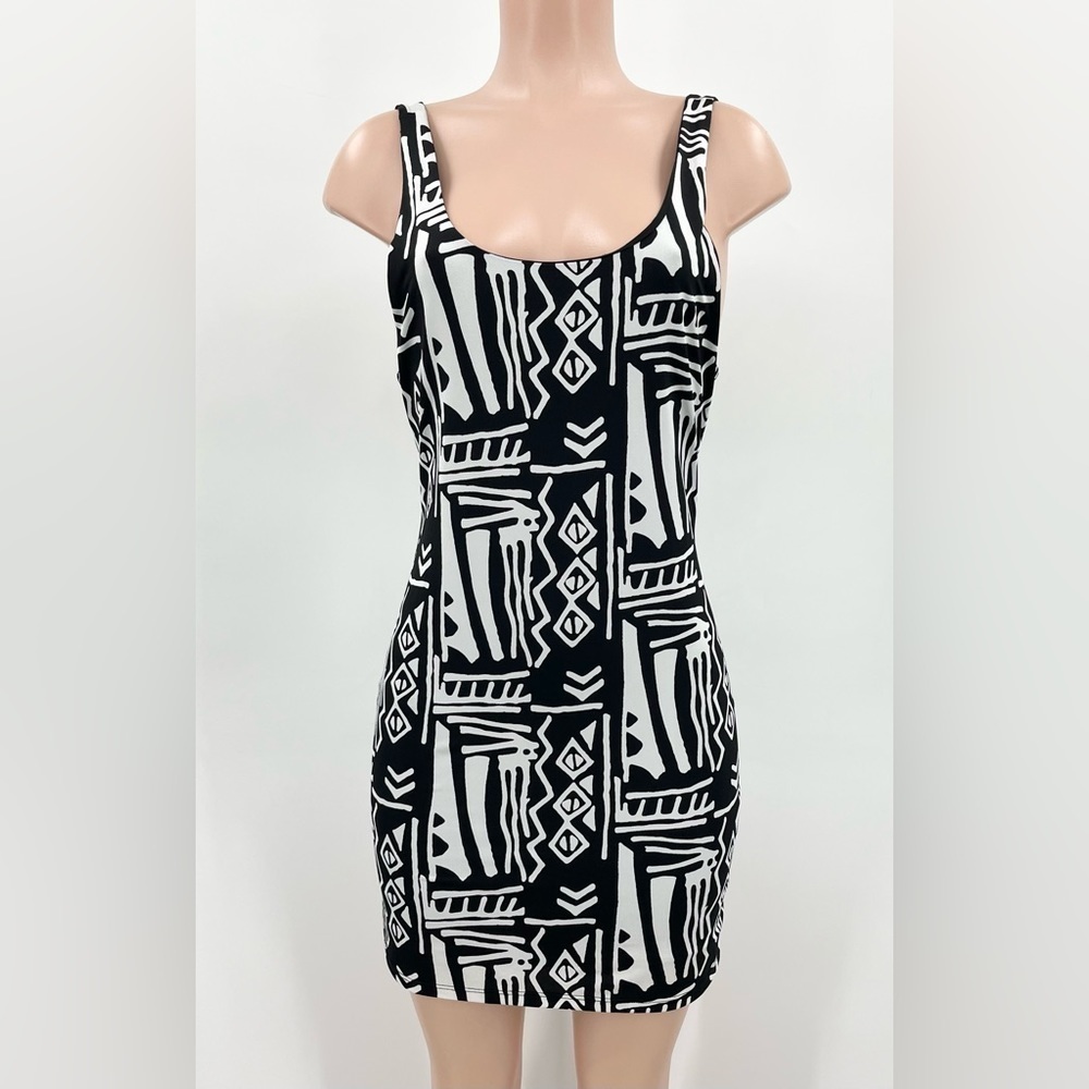 silence + noise Black and White Tribal Print Mini Dress